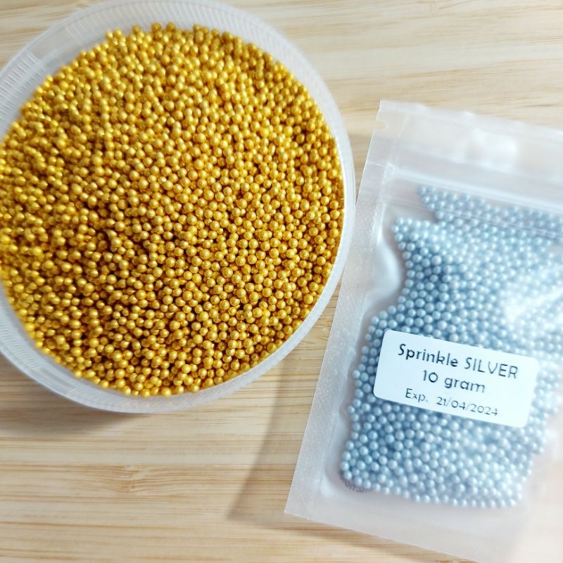 

SPRINKLE GOLD - GOLD/SILVER Sugar Decoration - Sprinkle Emas/Silver
