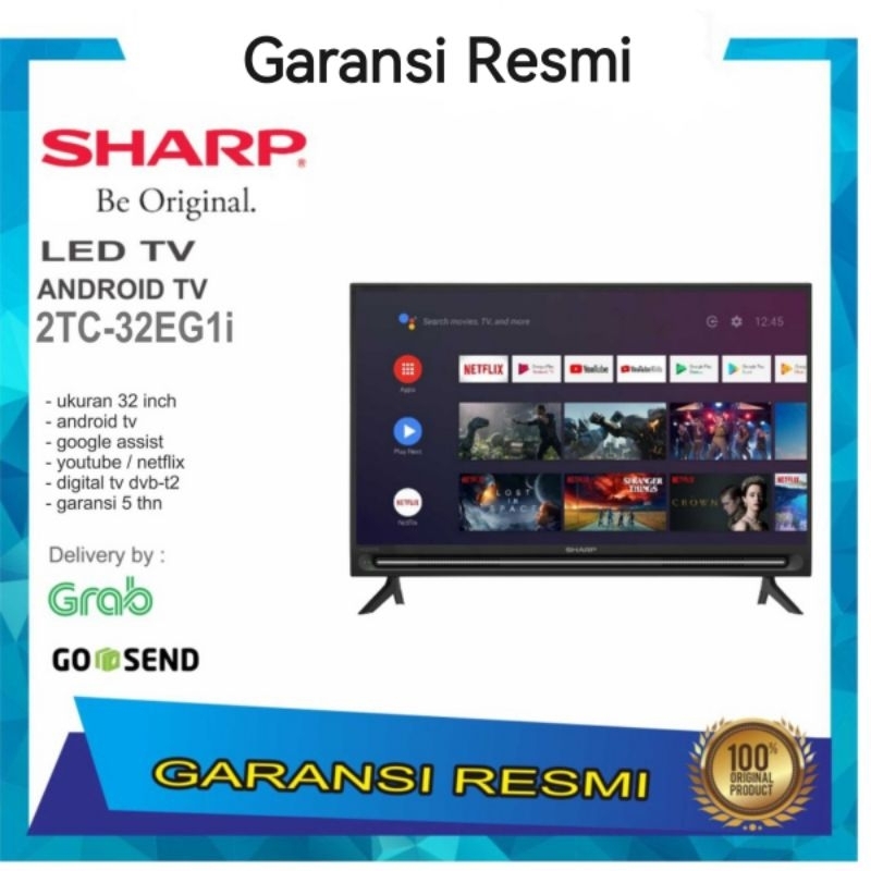 TV SHARP ANDROID TV 32 INCH DIGITAL LED TV 2T-C32EG1I