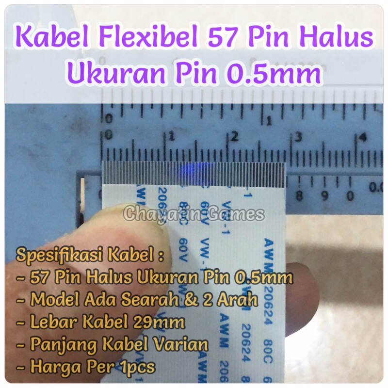 Kabel Flexibel 57 Pin Halus Model &amp; Panjang Varian Ukuran Pin 0.5mm