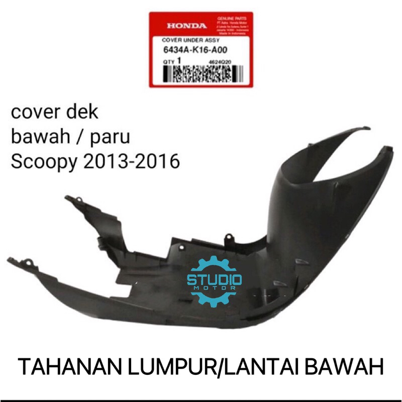 6434AK16A00 Tahanan Lumpur / Lantai Bawah Dek Bawah Cover Under Kolong Scoopy Fi / ESP 2014 2015 2016 Talang Air / Panel Depan Bagian Bawah Paru Kap Original