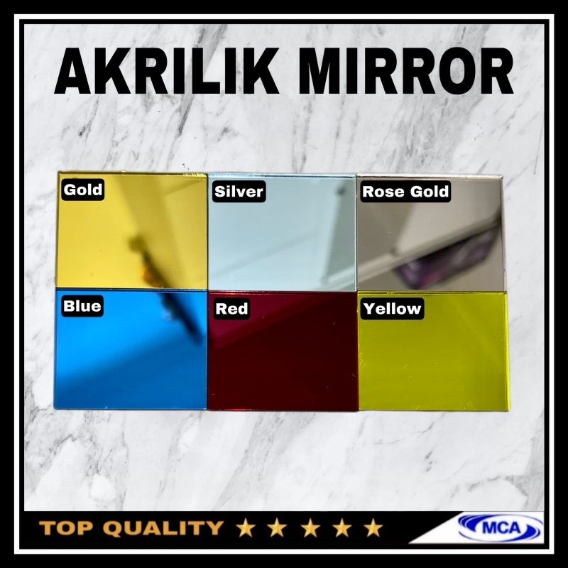 AKRILIK Mirror A3 GOLD / SILVER / ROSE GOLD / RED / BLUE / YELLOW