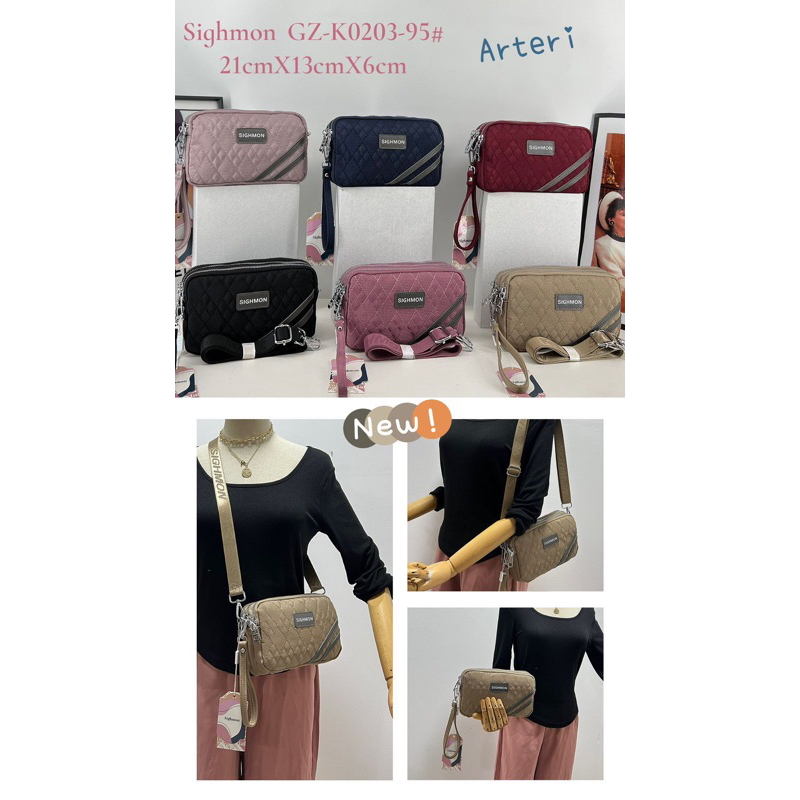 TAS SELEMPANG SIGHMON 0203 BAHAN AB/KANVAS 2FUNGSI CANTIK BANGET IMPORT