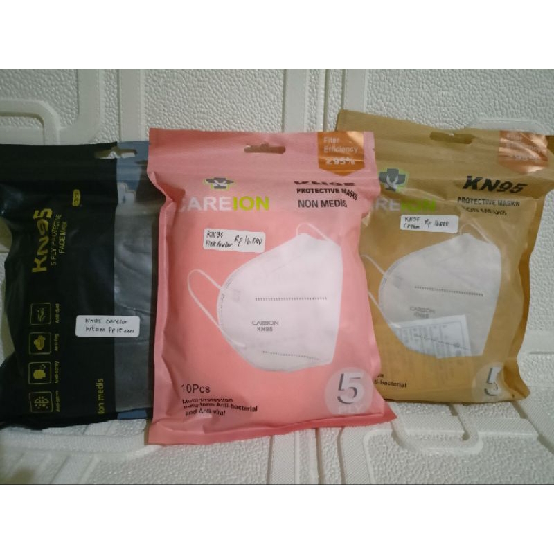 Masker KN95 Earloop CAREION Hitam & Warna