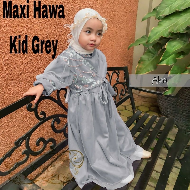 MAXY HAWA KID ANAK, VELVET BRUKAT TILE, GAMIS HIJAB MUSLIM, MAXY DRESS, 3 UKURAN