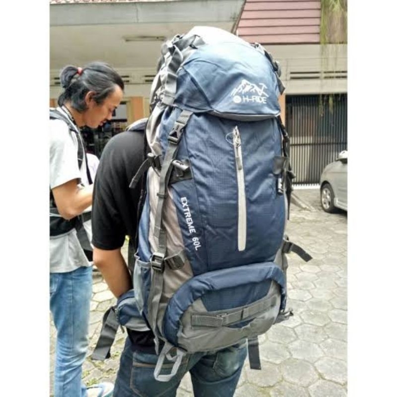 Tas Gunung H-ride 60L doubel Prame jaring di punggung Bonus coverbag