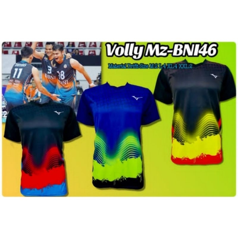 Baju Badminton Volly Mizuno BNI46- Kaos Badminton Volly - Jersey Badminton Volly - Baju Volly