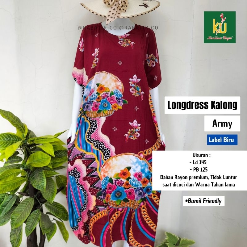 Daster Lowo Kelelawar Panjang Super Jumbo Bahan Adem Kencana Ungu Ori Label Biru