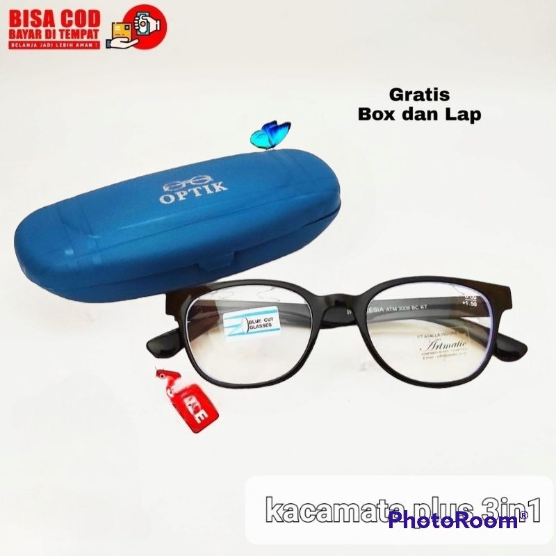 KACAMATA PLUS BACA DAN JALAN/ KACAMATA PROGRESIF 3IN1 DOUBLE FOKUS UNTUK PRIA