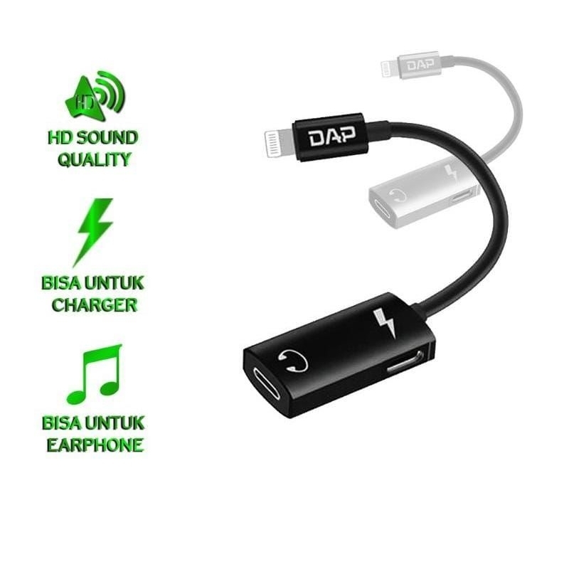 DAP kabel Audio AUX Lightning 2 in 1 plug Type C