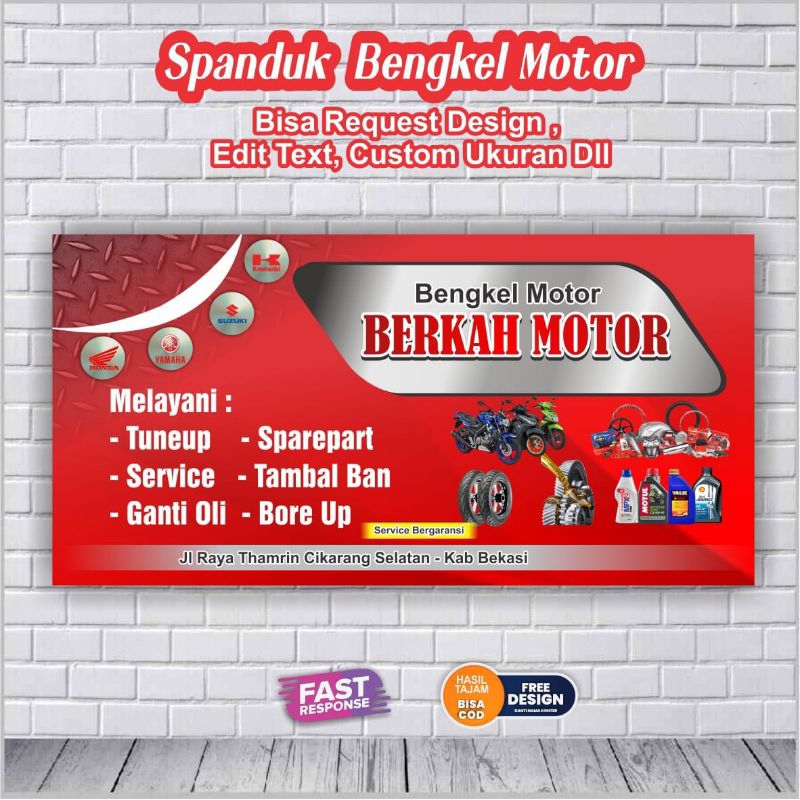 Spanduk Baner Bengkel Motor Custom design