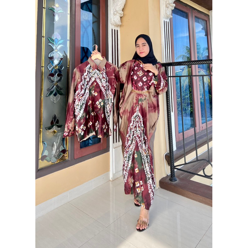 COUPLE KAFTAN JUMPUTAN PALEMBANG SUTRA SILK PRINTING