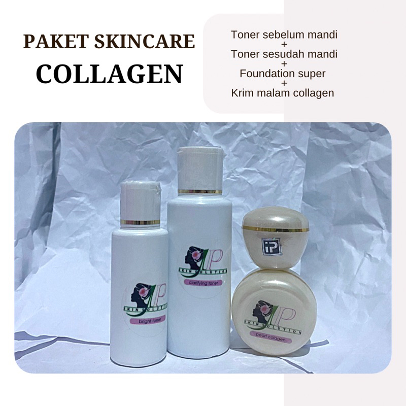 [IPUNG] paket wajah collagen (toner sebelum mandi + toner sesudah mandi + krim malam kolagen + found