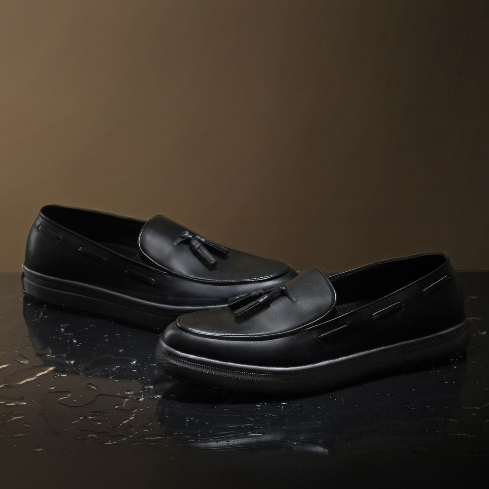 BILL 2.0 BLACK (Kulit Asli) - Sepatu Loafers Pria Kulit Casual Klasik Formal Kerja Kuliah Pria - Loafer