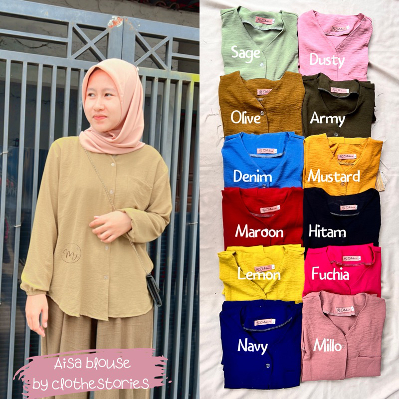 AISA BLOUSE CRINKLE/LOISE BLOUSE/BLUS WANITA BUSUI FRIENDLY/ATASAN WANITA BLOUSE TERBARU ALL SIZE  BLOUSE JUMBO BIG SIZE KEKINIAN TERBARU CRINKLE AIRFLOW LD 100-110 ( L &amp; XL )