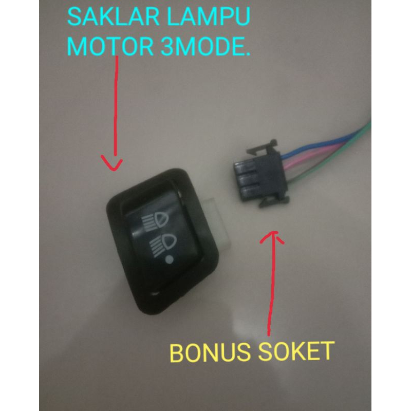SAKLAR LAMPU MOTOR 3 MODE (BONUS SOKET)