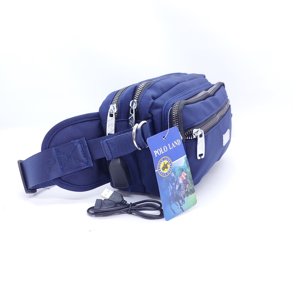 Tas Pinggang Polo Land Banyak Ruangan USB MURAH / Tas Selempang Polo Land BARU ORI / Tas Pinggang Polo Land Kanvas / Tas Pinggang Trendy Fashion Rel Seliting Besar Banyak Ruangan MURAH / Tas Pinggang Import Polo Land TEBAL KUAT/ Waist Bag Polo Land MURAH