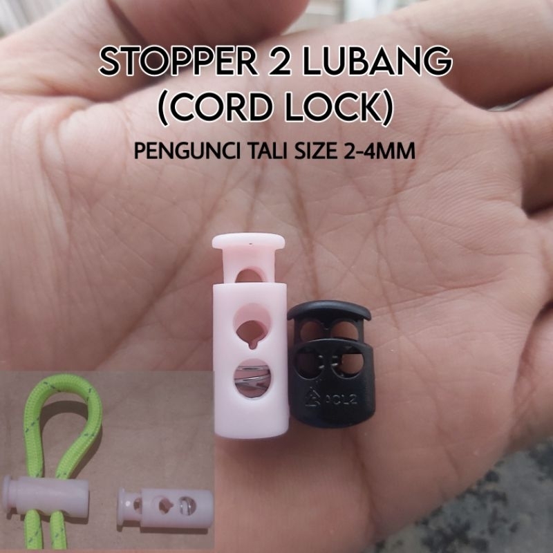 Stopper Tali Stoper Botol 2 Lubang Tali Serut Cord Lock Pengunci Tali Masker