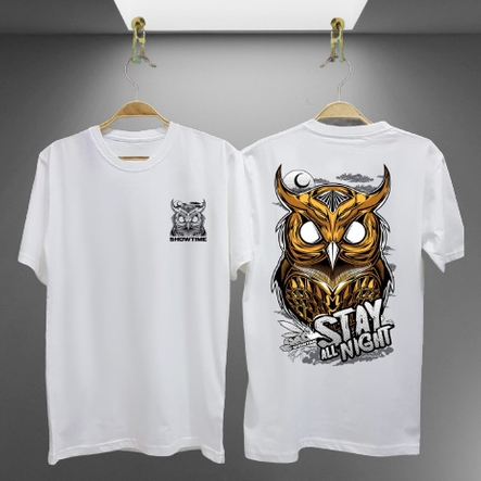 Baju Kaos Distro Tshirt Pria Wanita Boneka Keren Lengan Pendek Showoff Owl Stay Nigh Putih Terbaru Cewek Cowok Motif Sablon Bergambar Samurai Dragon Cod Couple Unisex