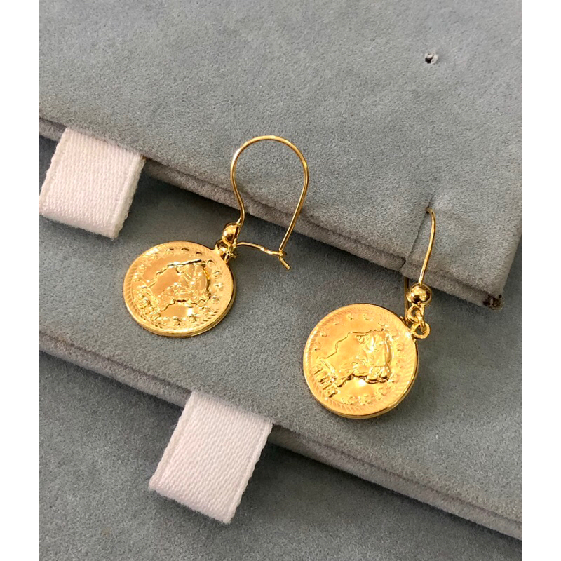 Anting Gantung Koin kadar 700 16k Emas Asli