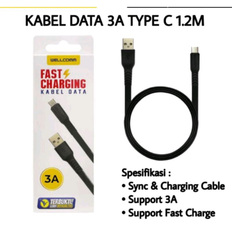 CHARGER KABEL DATA CABLE USB TIPE C 3A FAST CARGING PENGISIAN DAYA CEPAT TANAYAACC