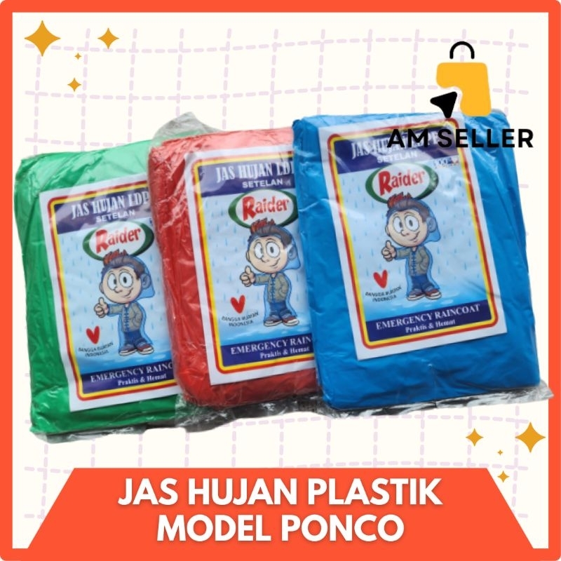 JAS HUJAN PLASTIK TEBAL LDPE MEREK RAIDER UPGRADE BAMBU MODEL PONCO