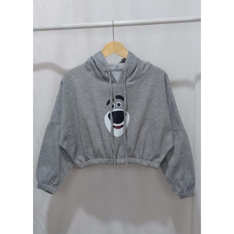 Hello Bear Sweater Crop Hoodie