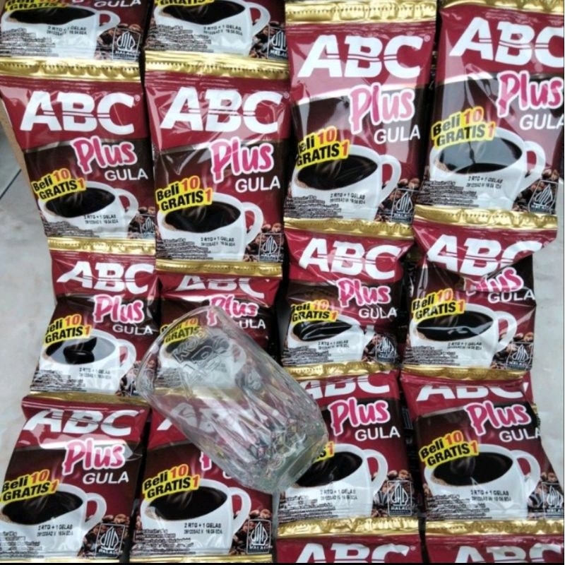 

ABC KOPI + Gula 1 PAKET ISI 22 sashet+ gelas cantik