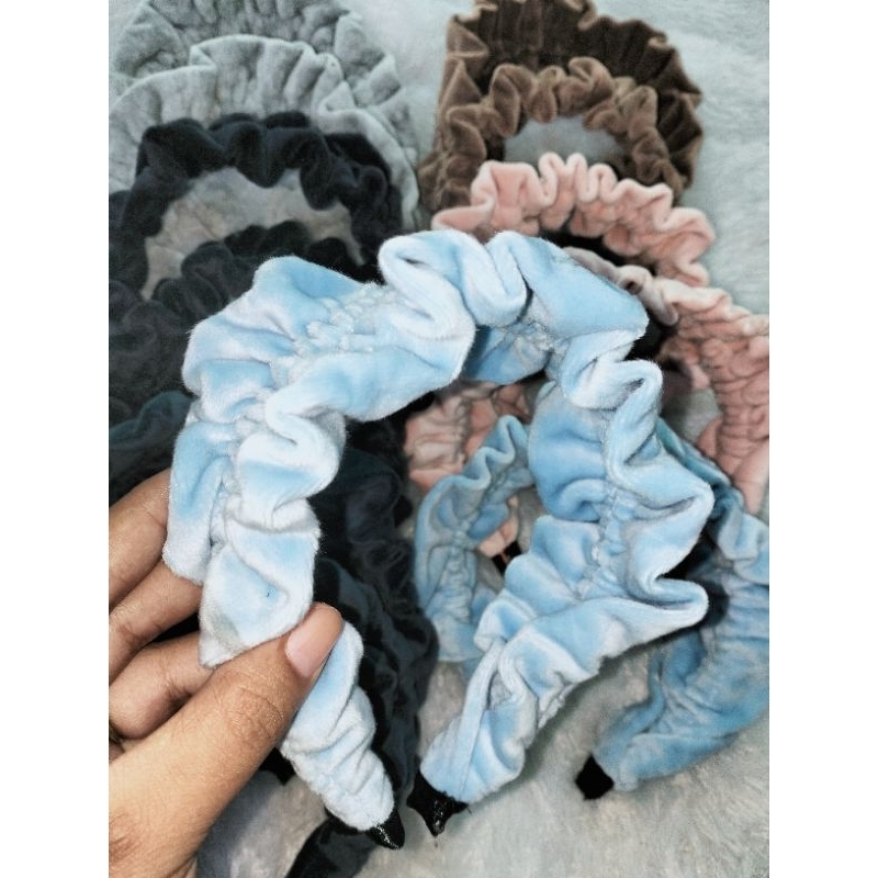 Bando Nagita serut besar / bando bludru bahan bulu halus