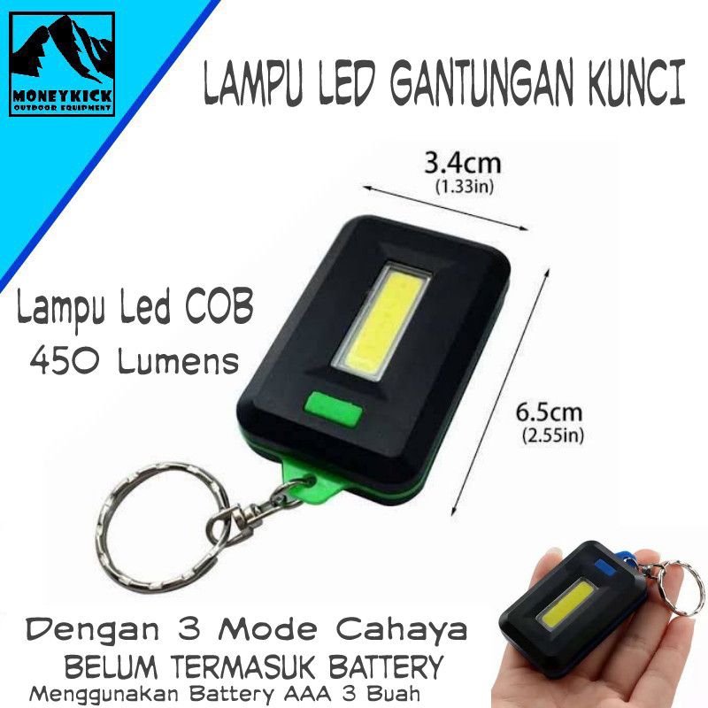 Senter Mini LED COB Gantungan Kunci 450 Lumens