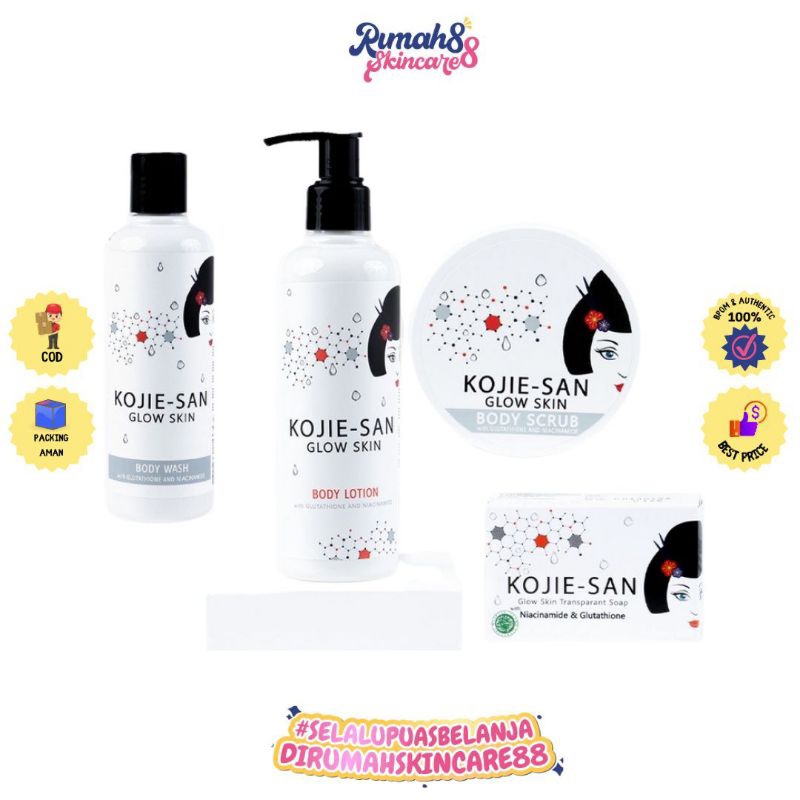 Kojie-San Glow Skin Body Wash | Body Lotion | Body Scrub | Transparant Soap