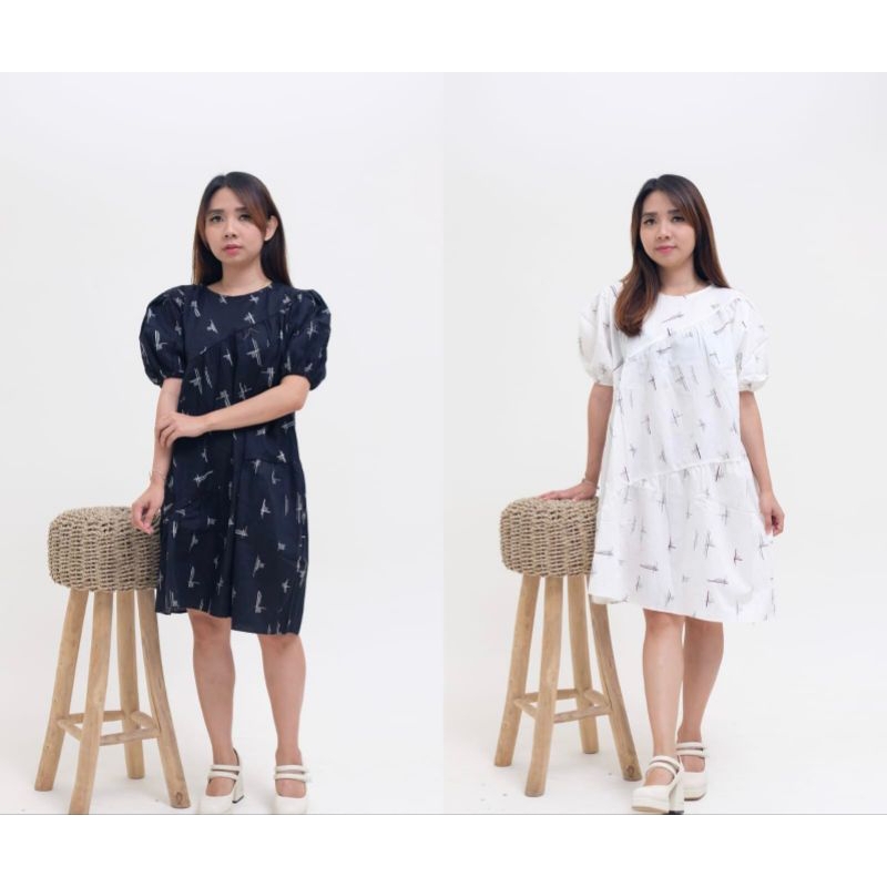MINI DRESS COTTON HITAM PUTIH (B)// DRESS IMPORT PREMIUM //TERUSAN IMPORT PREMIUM // FASHION IMPORT PREMIUM BKK
