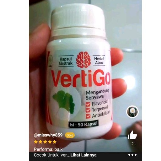 VERTIGO ATASI KELUHAN SAKIT KEPALA | VertiGo 50 Kapsul | VertiGo Ginkgo Biloba #HerbalMandiri #Madu 