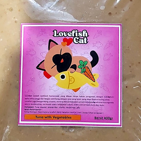 MAKANAN KUCING WET FOOD LOVEFISH HOME MADE REAL MEAT 400 GR KHUSUS INSTANT SAMEDAY