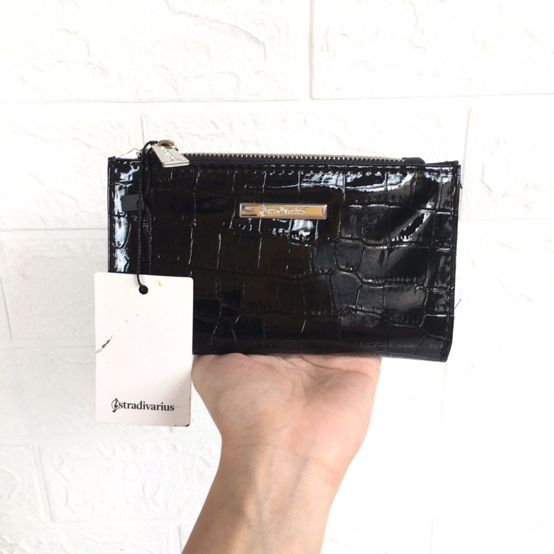 Dompet Stradivarius Croco Black New