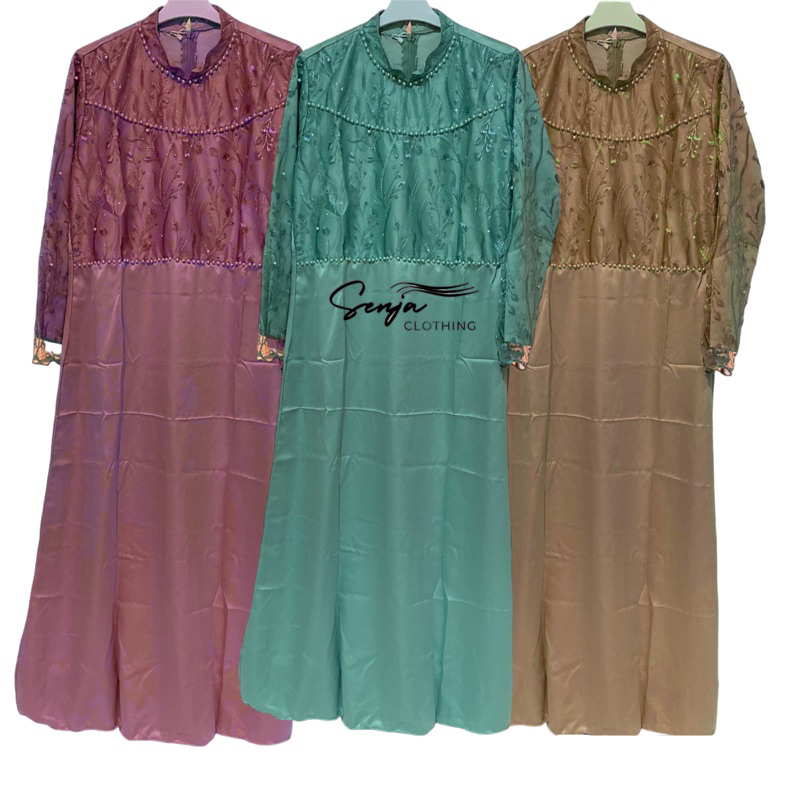 TIARA DRESS / MAXI BROKAT MUTIARA / DRESS KONDANGAN PESTA / DRESS LEBARAN