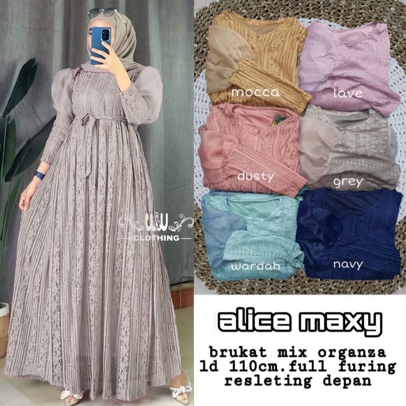 Alice Maxy | Gamis Brukat Malika Mix Organza