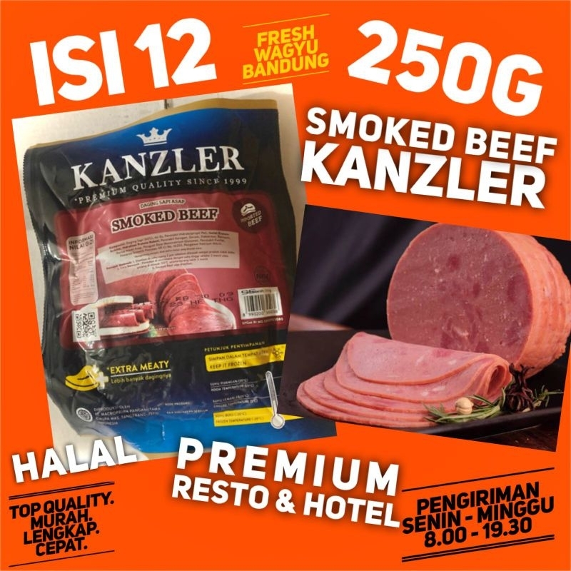 

KANZLER SMOKED BEEF PREMIUM Daging Asap Sosis Halal Premium 250g