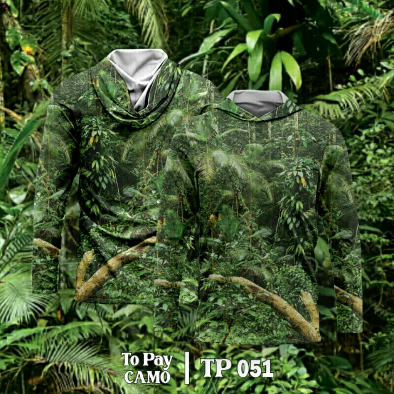 Baju Kamuflase Hunting Camo dan Kaos Berburu Lengan Panjang Camo untuk Pria Motif Nusantara Hutan Da