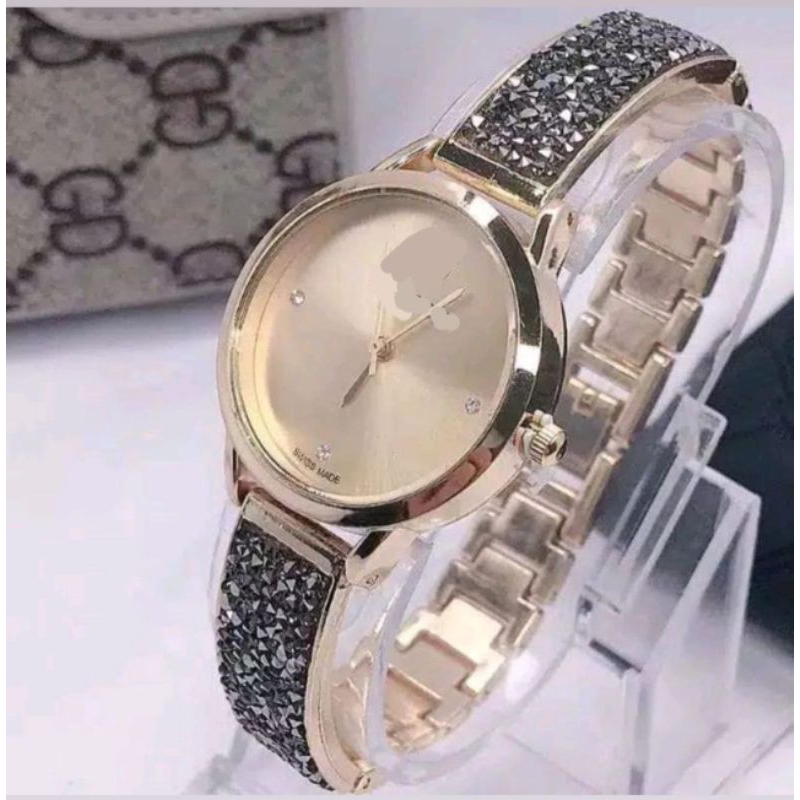 (Terima Cod)Jam Tangan Wanita Angsa Swrovky Blimbing Strap Rantai/Stell(Dikirim Jakarta)