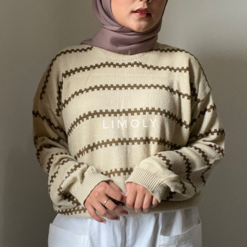 Sweater Rajut Stripe Oversize / Sweater rajut Wanita