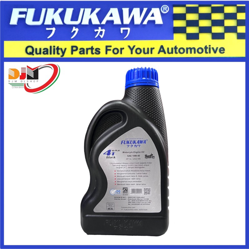 Oil Mesin Fukukawa 4T Super Black SAE 10W-40 API SL JASO MA 800ml Oli Original