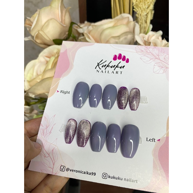 press on nails abu purple cat eyes