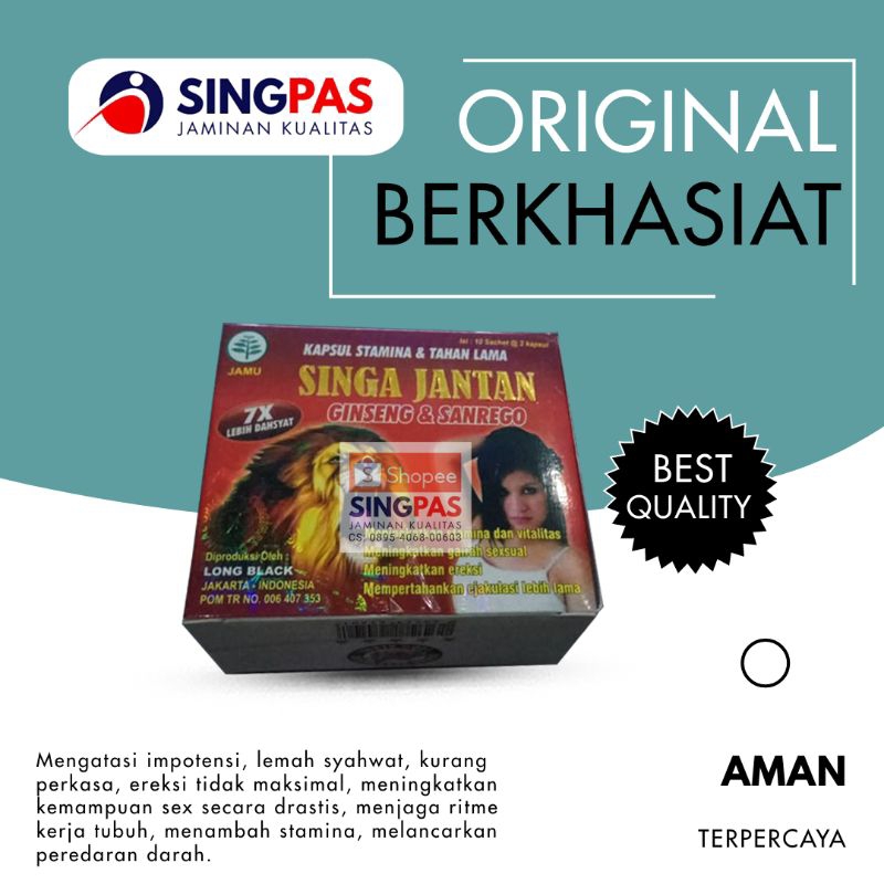 

Kapsul Singa (Jantan) Original Suplemen Herbal Kesehatan Obat Pria Lemah (Syahwat)