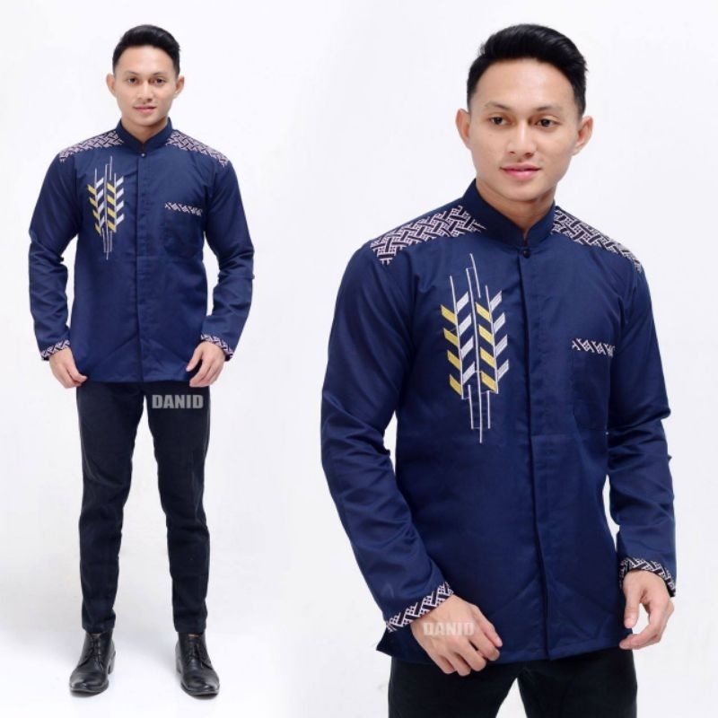 Baju Koko Pria Dewasa Lengan Panjang Baju Koko pria Baju Koko model Bordir Pari