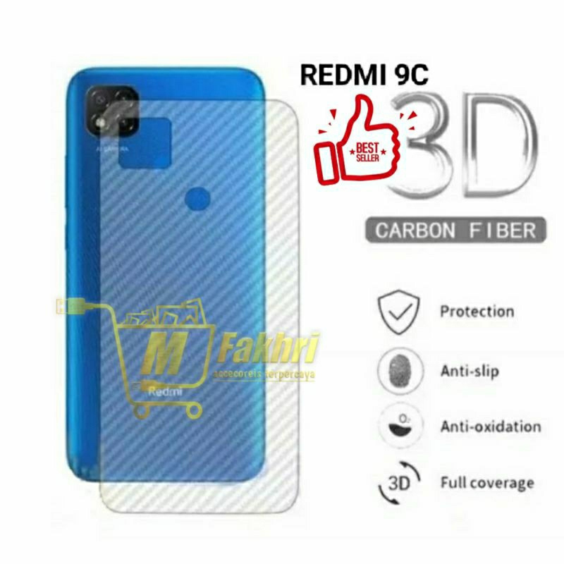 garskin carbon anti jamur Xiaomi Redmi 9C pelindung belakang hp