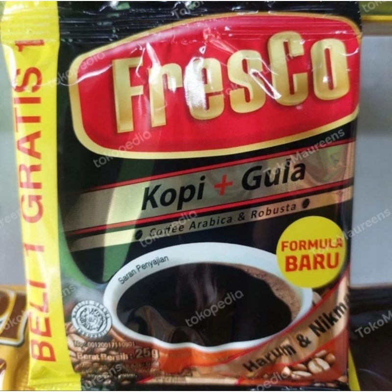 

Kopi FRESCO Hitam + gula, PROMO Beli 1 gratis 1, kopi bubuk instant a