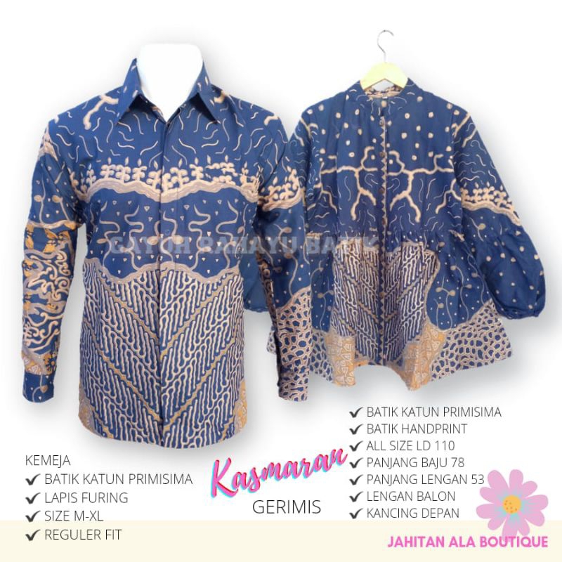 couple blus kasmaran gerimis batik solo blus batik dan kemeja pria