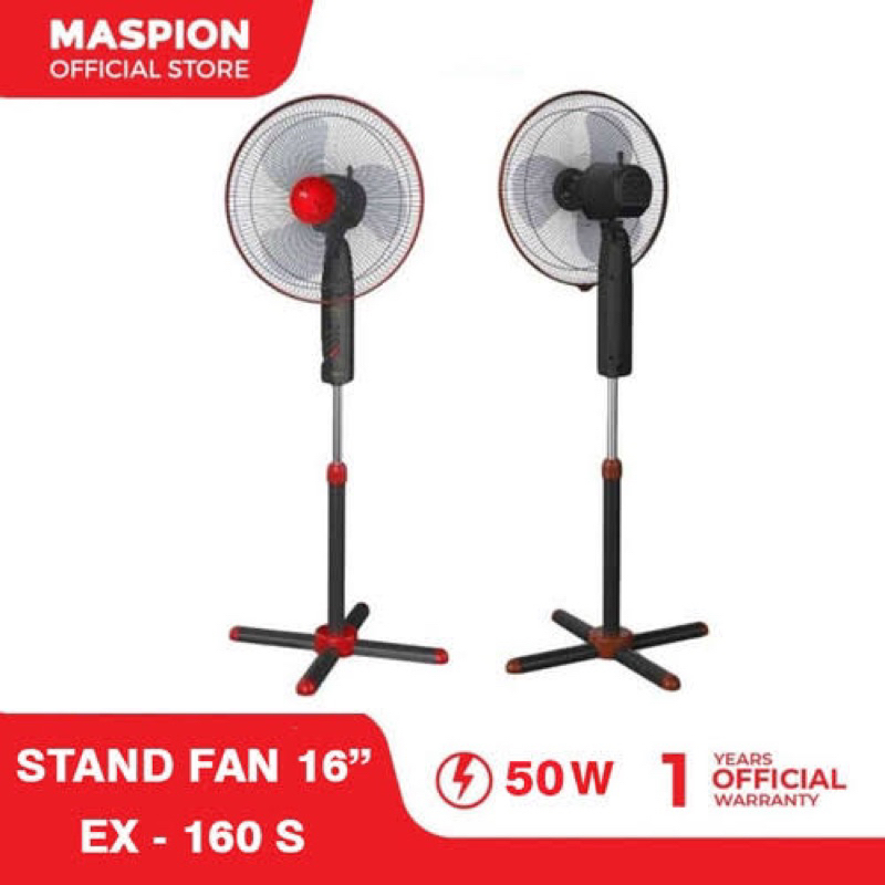 TERMURAH!!  Stand Fan Kaki Silang 16 Inch Maspion EX 160 S merah hitam