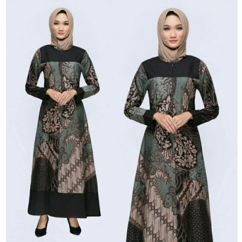 Couple Batik Gamis Modern Jumbo 4L-5L Sarimbit Longdress Muslim Seragam Pasangan Keluarga Big Size ATR