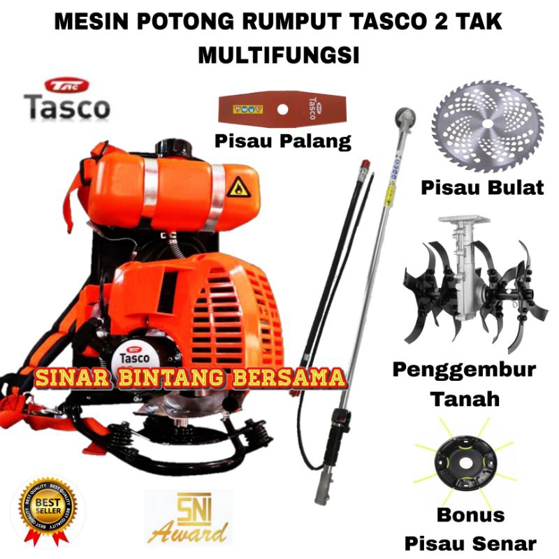 MESIN POTONG RUMPUT TASCO 2 TAK MULTIFUNGSI 4 JENIS MATA PISAU